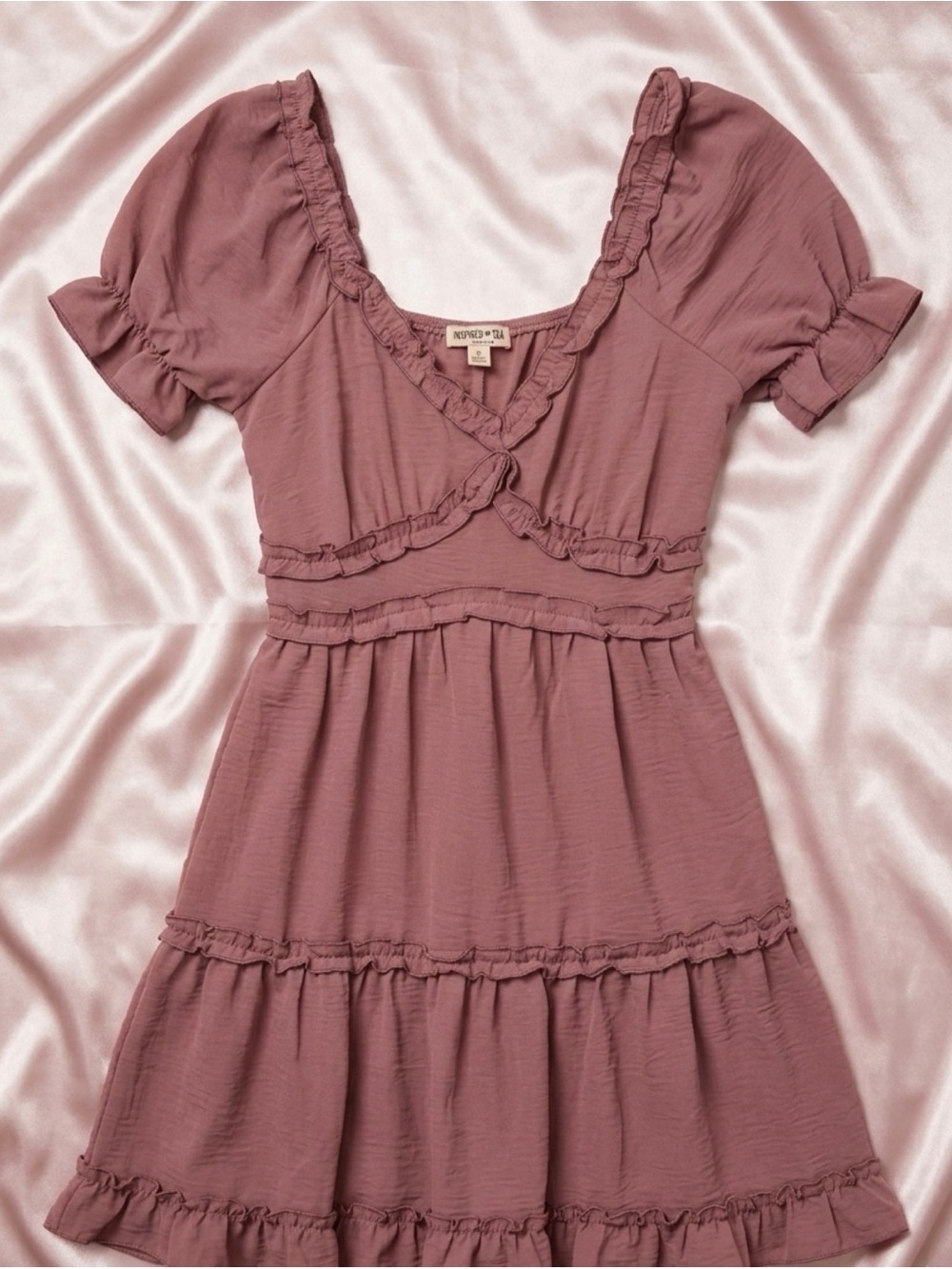 Inspired Hearts Mauve Ruffled Mini Dress